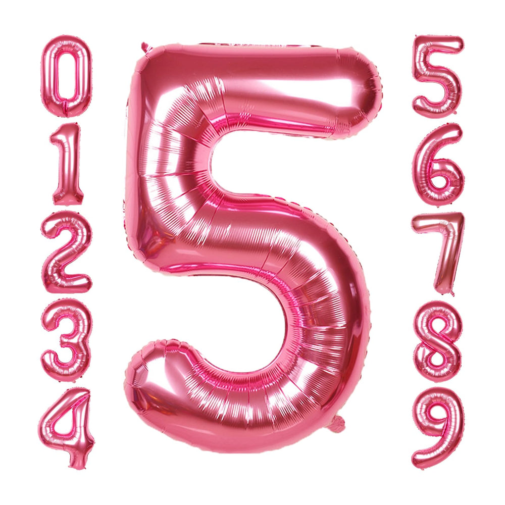 SINBEE 40-inch hot pink 5 balloon for bold birthday décor