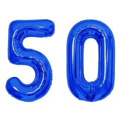 SINBEE 40-inch navy blue 0 balloon creates dramatic 50th backdrop