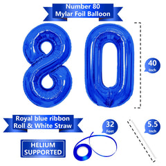 SINBEE 40-inch navy blue 8 balloon for 80th birthday stages
