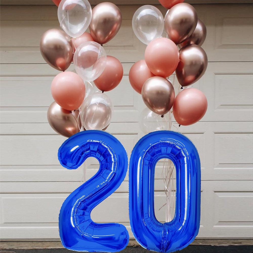 SINBEE giant navy blue number balloon backdrop enhances photo moments.