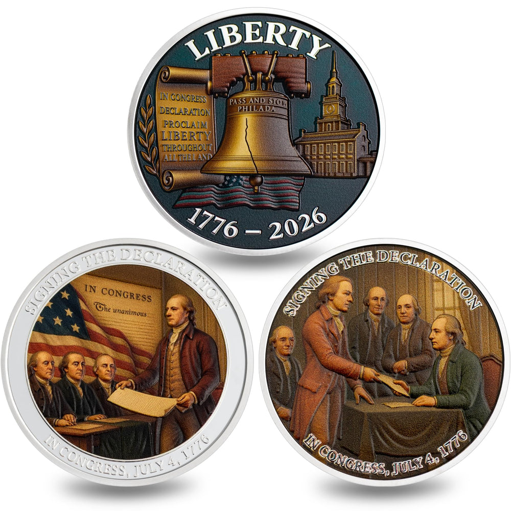 SINBRLAI declaration front coin for display in history collections.