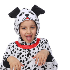Sincere Party Dalmatians Onesie Back View showcases full-detail pattern and cozy fleece