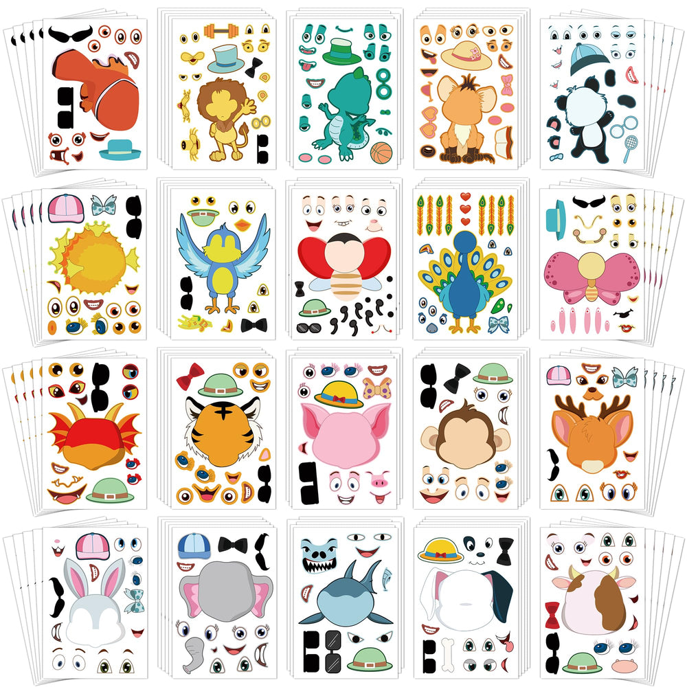 Sinceroduct Make Your Own Stickers with 20 animal faces for creative play.