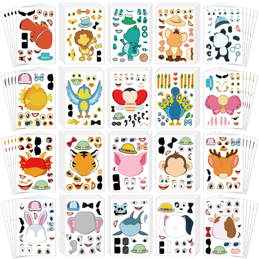 Sinceroduct Make Your Own Stickers with 20 animal faces for creative play.