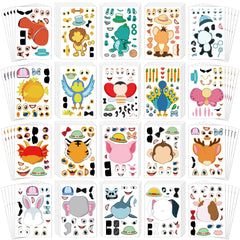 Sinceroduct Make Your Own Stickers with 20 animal faces for creative play.