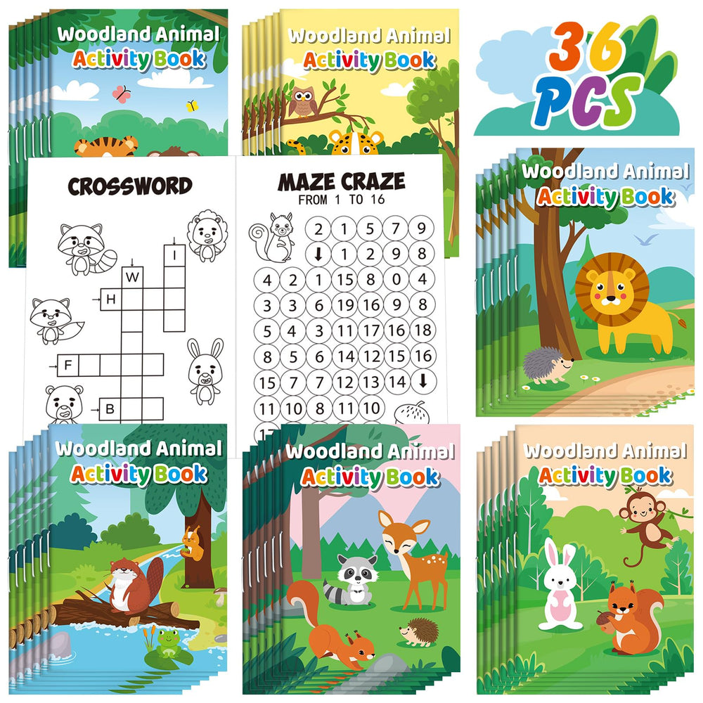 Sinmoe woodland animals mini activity book cover, ideal as party favor gift.