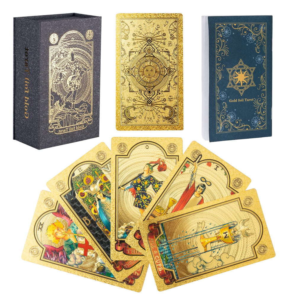 SIOKUY Tarot Deck with gold foil cards highlights classic art for refined readings.
