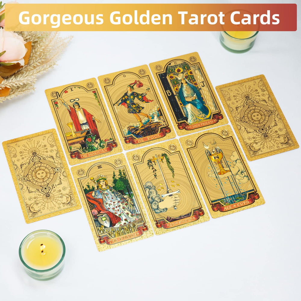 SIOKUY Tarot Deck gold foil cards shimmer under light for a premium look.