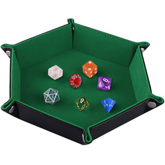 SIQUK folding hexagon dice tray closed for compact travel