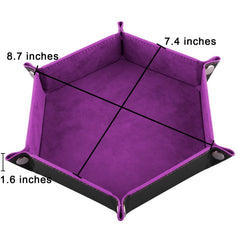 SIQUK black foldable hexagon dice tray snapped open for quick setup.