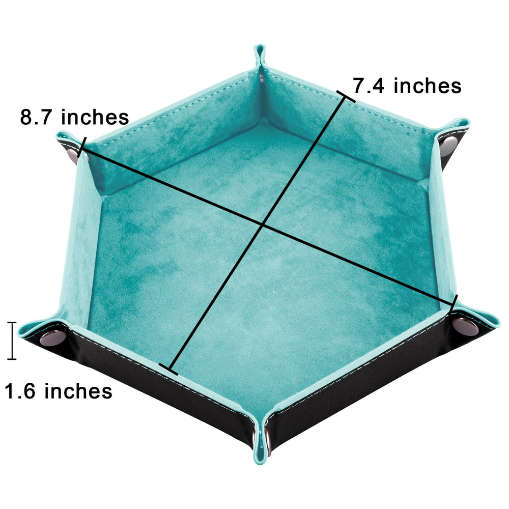 SIQUK dice tray hexagon in black with durable PU leather finish.