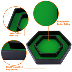 SIQUK hexagon dice tray lid with black PU leather exterior for durability