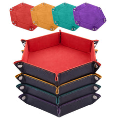 SIQUK hexagon orange dice tray with snap corners for stable dice rolls.