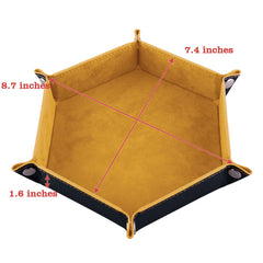 SIQUK hexagon yellow dice tray keeps dice contained during RPG sessions.