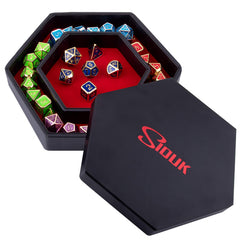 SIQUK dice tray with lid hexagon in red keeps dice organized during RPG sessions