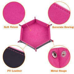 SIQUK pink PU leather dice tray close-up showing durable surface.