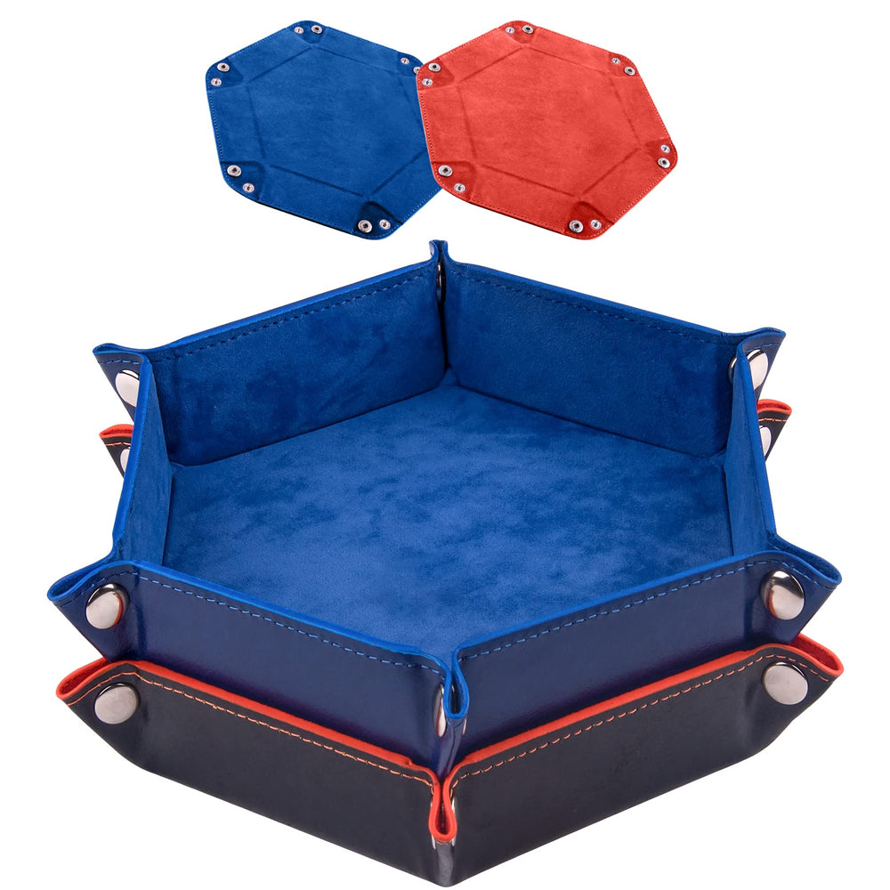SIQUK dice tray royal blue folding hexagon, ideal for tabletop RPG sessions.