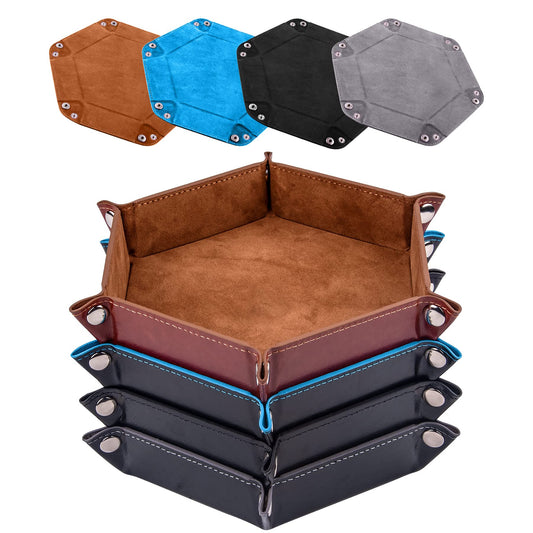 SIQUK dice tray Camel color, folded for portable use and quick setup.