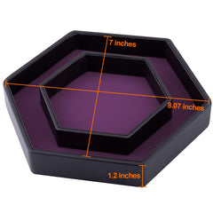 SIQUK dice tray with lid hexagon purple, dice staging area highlighted for clear rolls