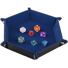 SIQUK double-sided dice tray with blue velvet interior keeps dice secure during gameplay.