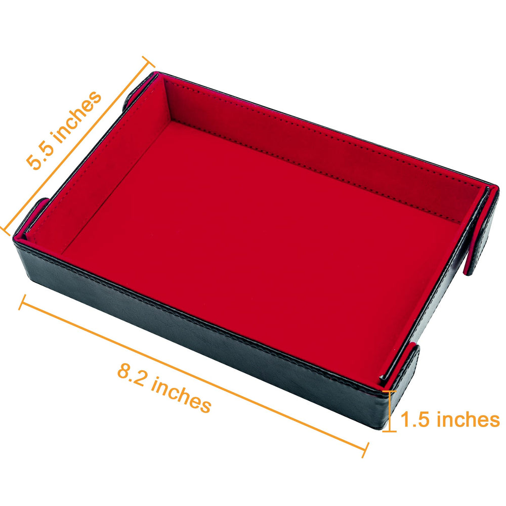 SIQUK PU leather red tray with velvet interior protects dice during rolls