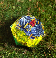 Sirius Dice Black Lotus Spindown D20 shows a 3D replica for battlefield life tracking.