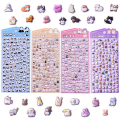 Sisiper four-sheet mini puffy stickers set for journaling and crafts, removable and repositionable.