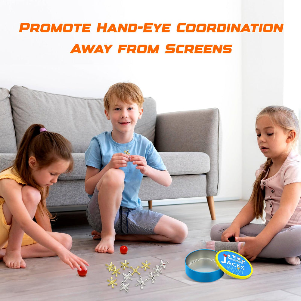 Smooth-edged jacks ensure safer play for all ages during family game night.