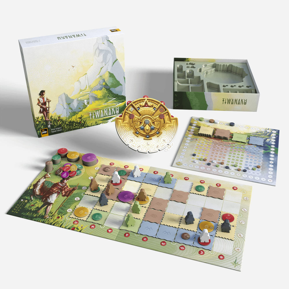 Sit Down! Tiwanaku Pachamama wheel – guides terrain setup for replayable scenarios.