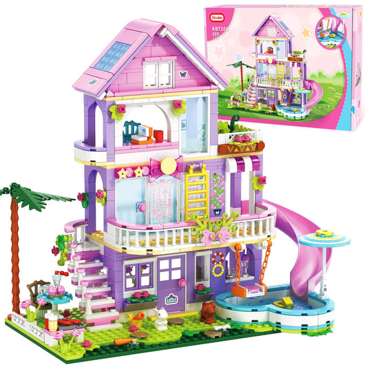 Sitodier Girls Building Blocks Setβthree-story villa for creative play and fine motor practice.