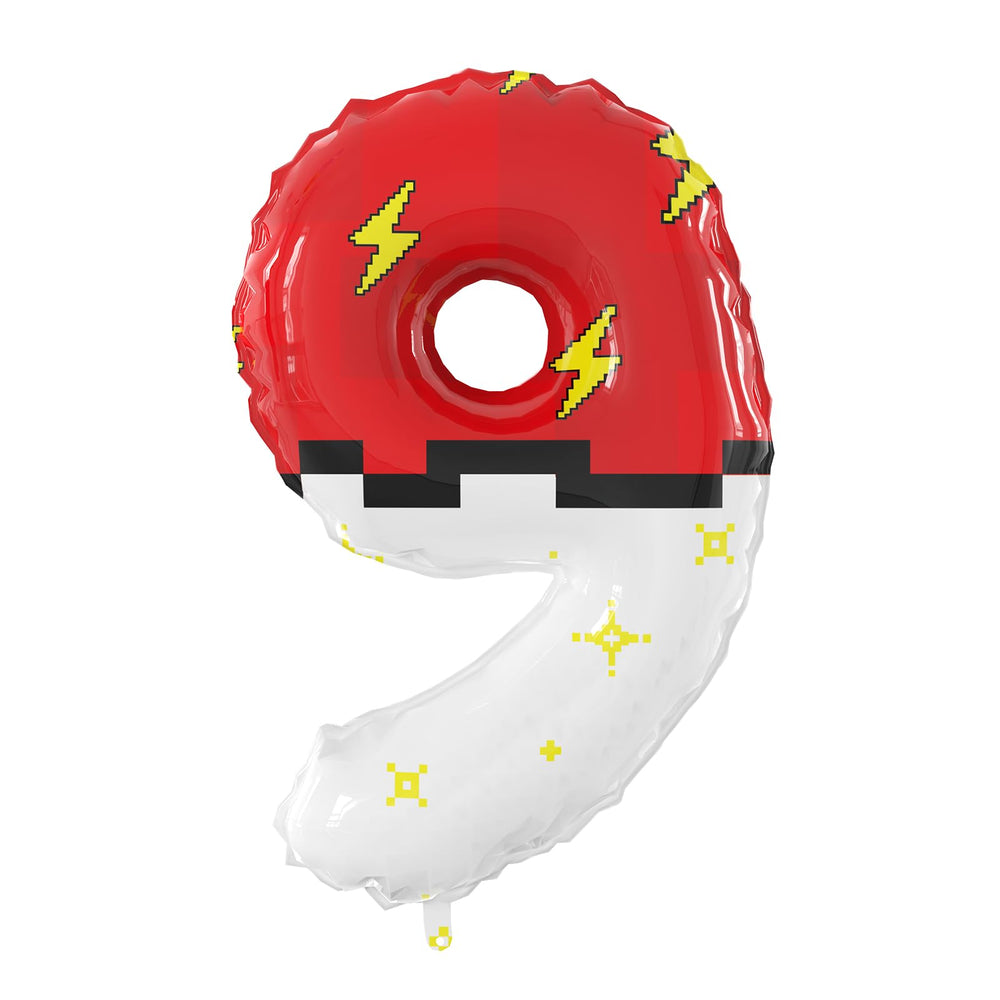 Sixoneaien giant number 9 balloon in red and white, ideal as a party centerpiece.