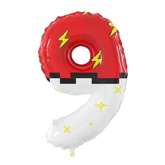 Sixoneaien giant number 9 balloon in red and white, ideal as a party centerpiece.