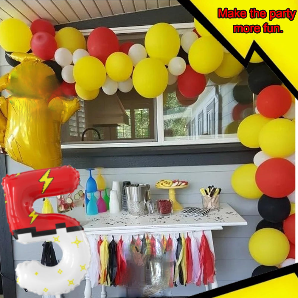 SIXONEAIEN giant number balloon 5 red white can float with helium for dynamic decor.
