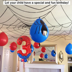 SIXONEAIEN spider themed number balloons kit adds daring visual focal point.