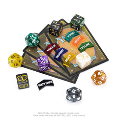 Sixpoints velvet pouch and storage box keeps dice and tokens organized.