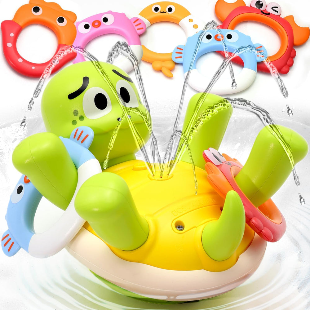 Sizobi turtle bath toy sprayer-belly keeps toddlers engaged during bath time.