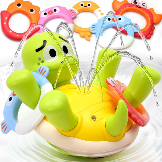 Sizobi turtle bath toy sprayer-belly keeps toddlers engaged during bath time.