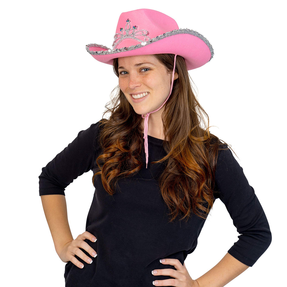 Skeleteen Pink Pretend-Play Western Hat ideal for rodeo-inspired costumes and events.