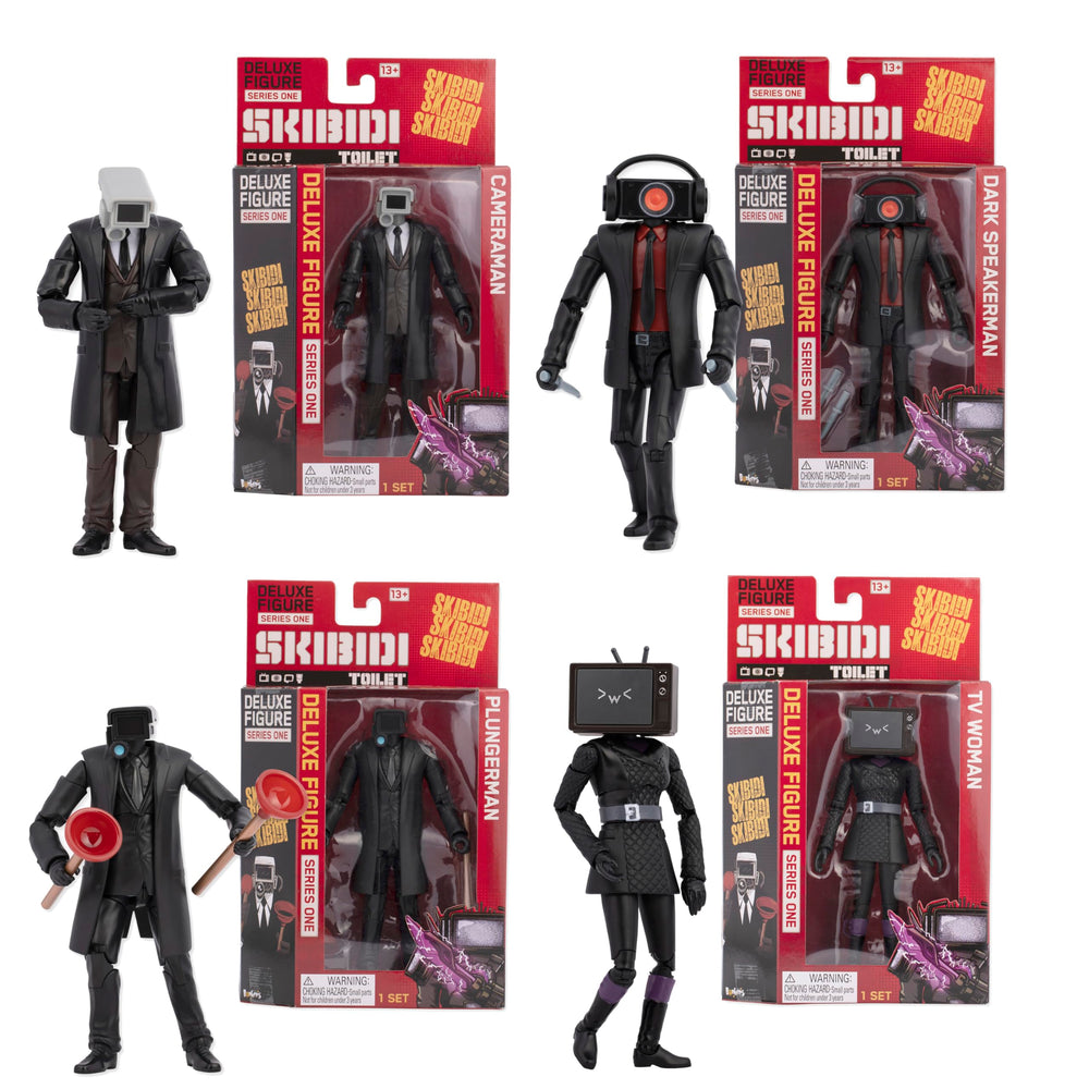Skibidi Toilet Deluxe 6-inch figure four-pack ready for display