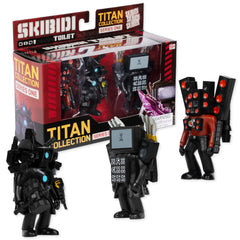 Skibidi Toilet Titan 3 Pack front view with three collectible figures
