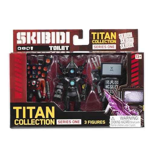 Skibidi Toilet Titan 3 Pack packaging and display ready for shelves