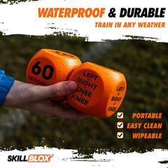 SKILL BLOX Kick Up Dice laid out for easy setup