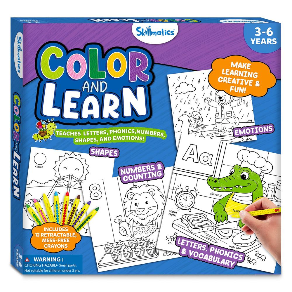 Skillmatics Color & Learn coloring supports independent, screen-free play.
