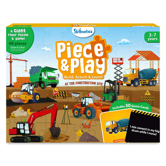 Skillmatics construction site floor puzzle: giant 36 by 24 inch scene for independent build-and-learn.