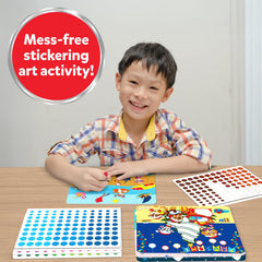 Skillmatics Dot It Sticker Art showing four double-sided canvases for unique designs