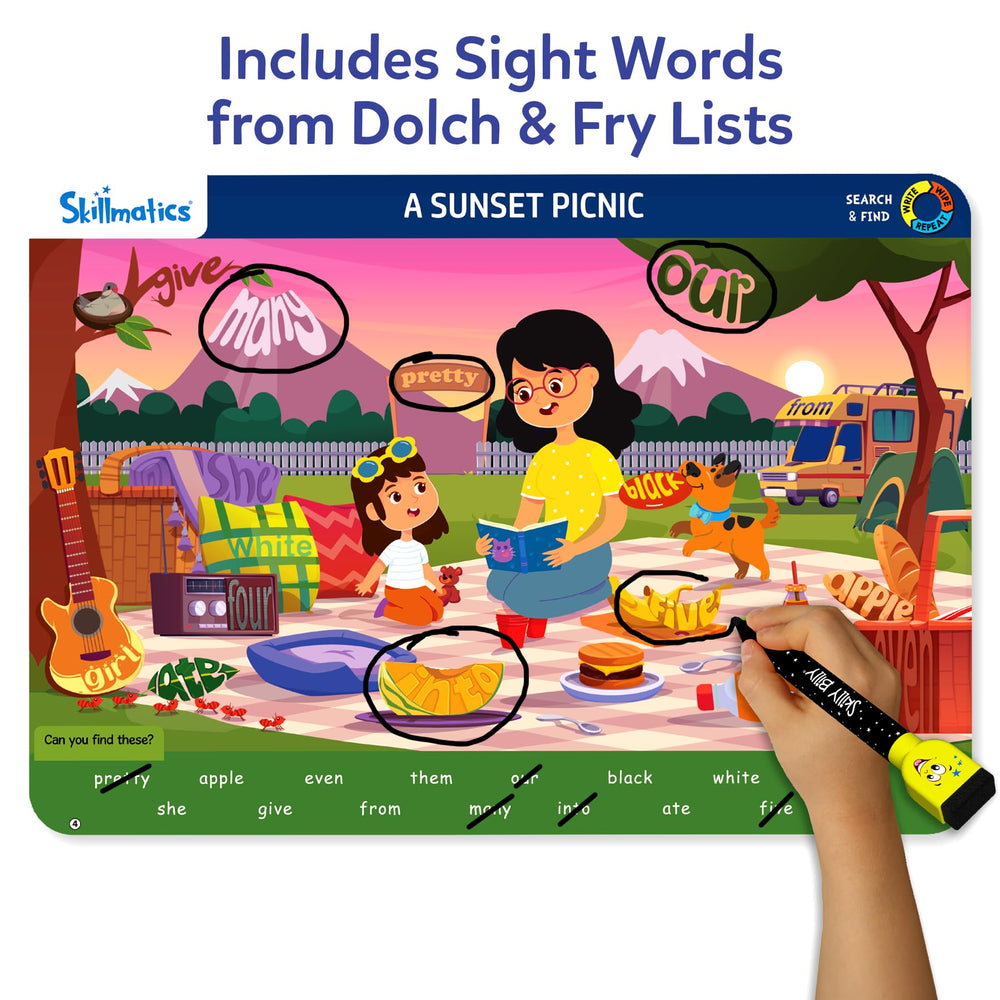 Skillmatics dry-erase markers enable reusable word marking for quick skill-building