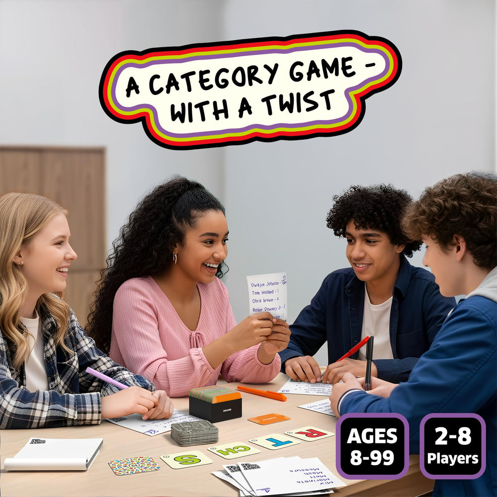 Skillmatics First to 5 letter cards speed up decisions for parties