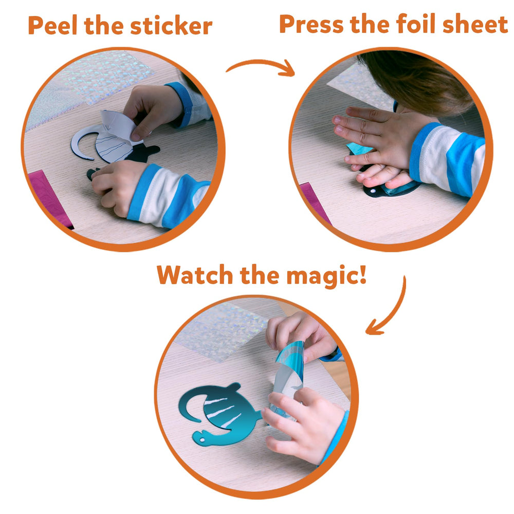 Skillmatics Foil Fun googly eyes bring characters to life.