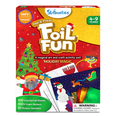 Skillmatics Foil Fun kit cover showcasing festive foil art possibilities.