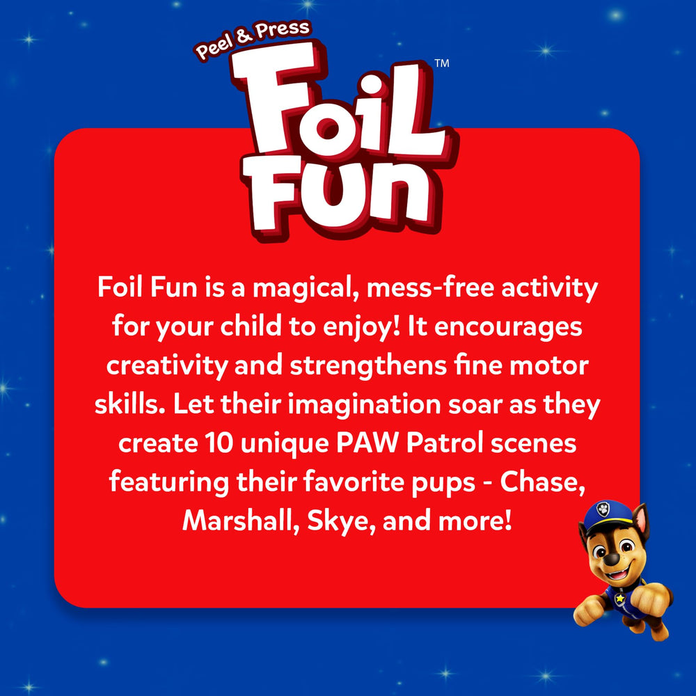 Skillmatics Foil Fun PAW Patrol packaging and accessories simplify group activities